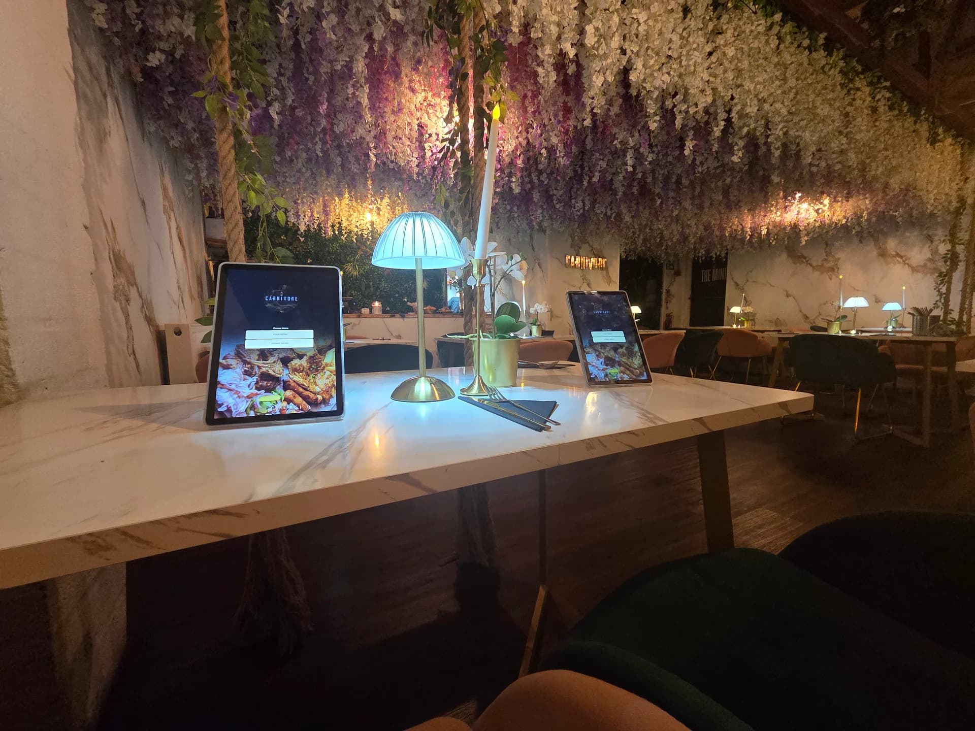 Atmospheric lighting at The Carnivore restaurant