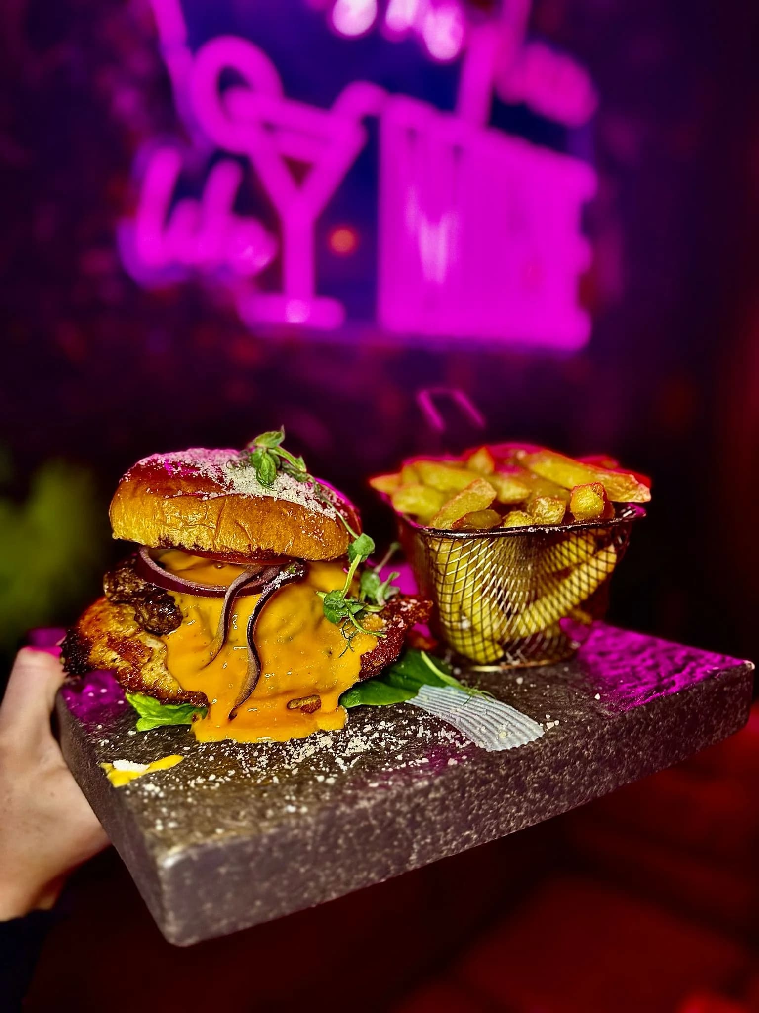 Double smash burger at The Mine Neath