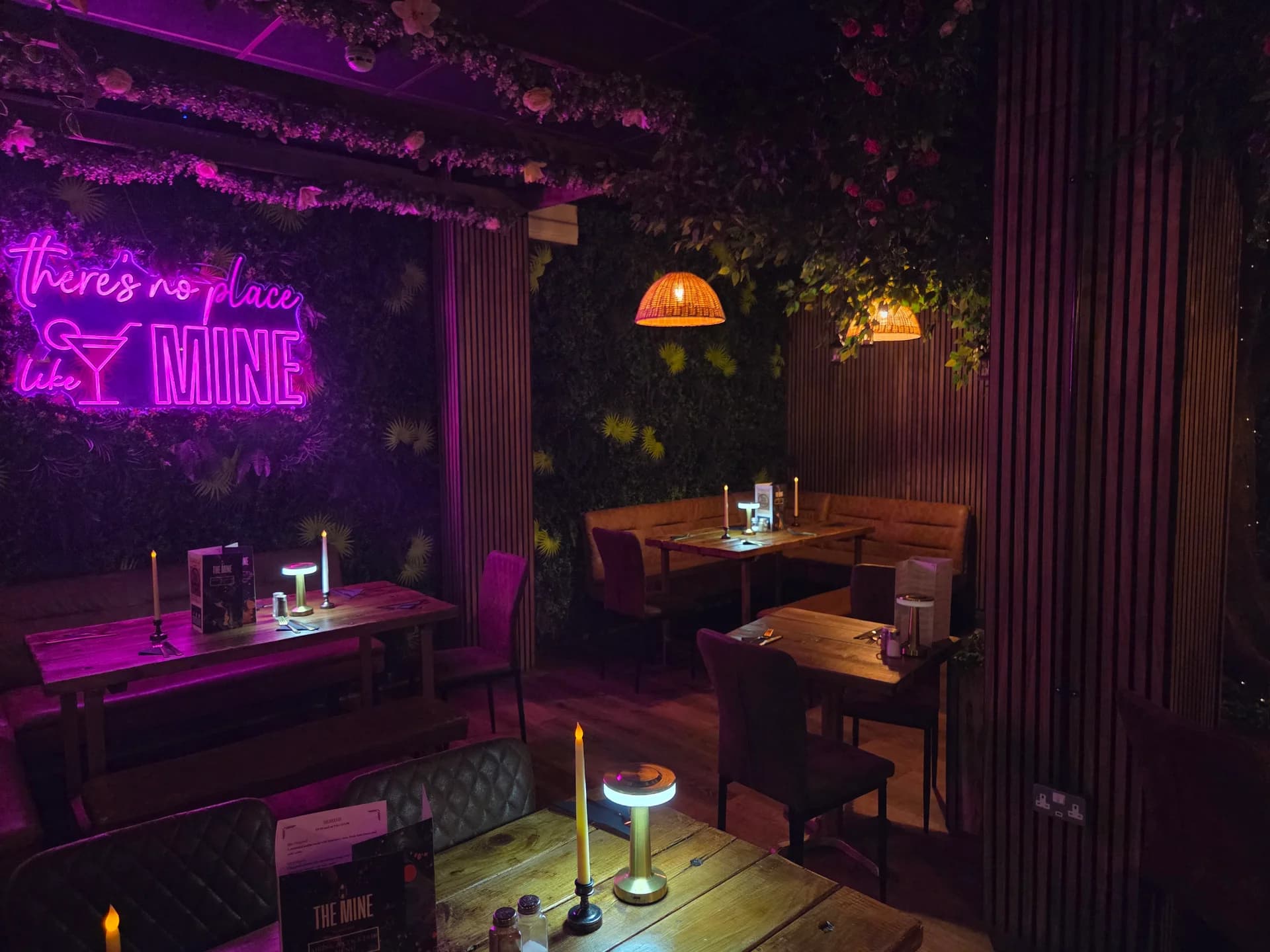 The Mine restaurant interior featuring authentic Welsh coal mining heritage atmosphere in Neath town centre